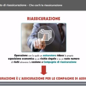 screenshot del corso online in cui si definisce il concetto di riassicurazione
