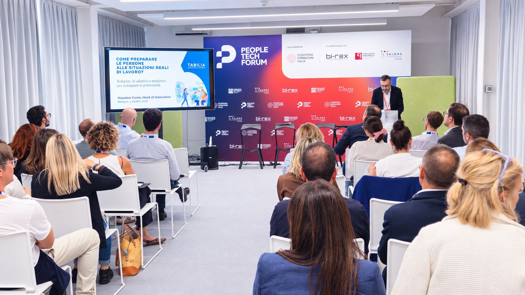 Massimo Conte di TABILIA durante la Product Demo al People Tech Forum 2026 di Bologna