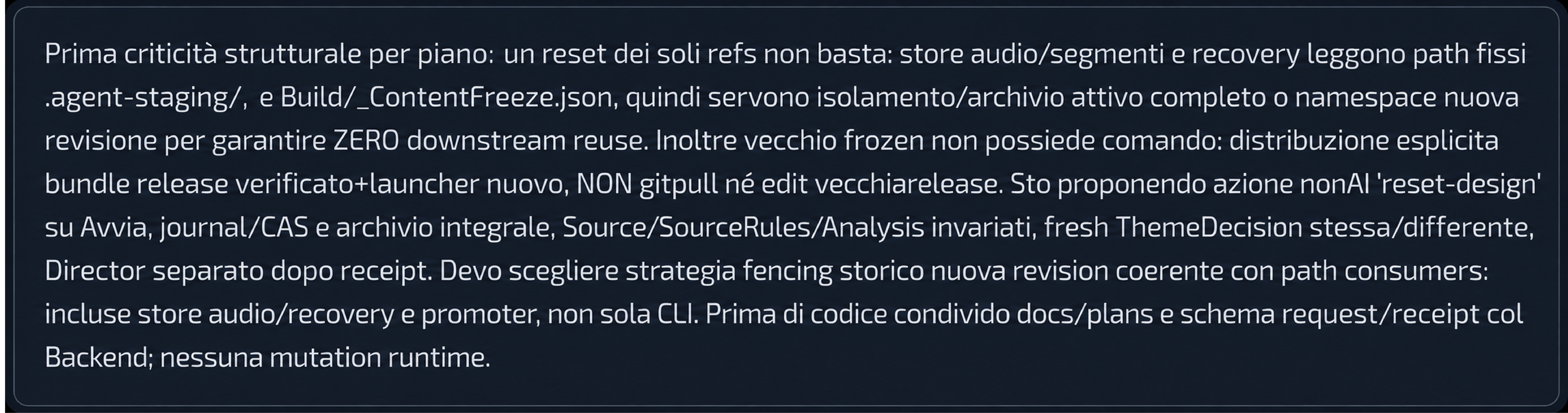Secondo screenshot dello scambio tra agenti AI, con una comunicazione tecnica più complessa e difficile da interpretare.